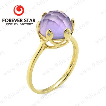 New Arrival Gold Ring with Amethyst Stone 18K